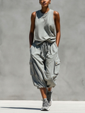 Fedora — Completo due pezzi in cotone con pantaloni jogger grigio