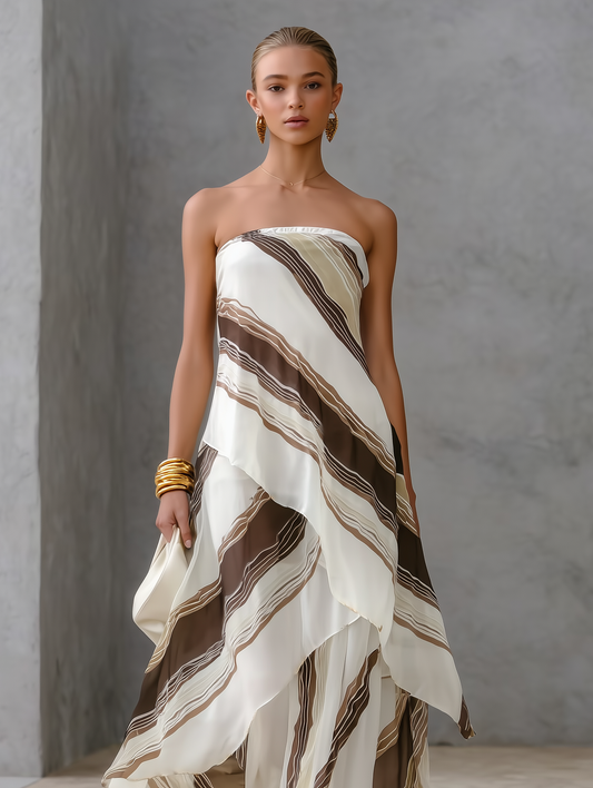 Baldassarra — Abito lungo in chiffon a righe