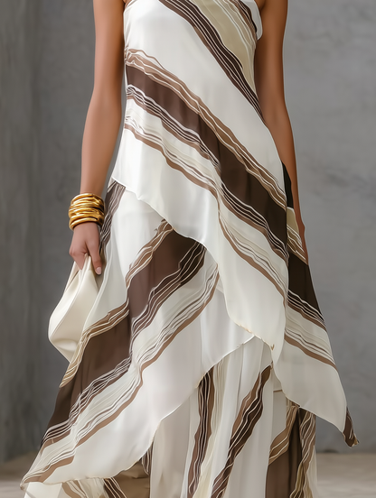 Baldassarra — Abito lungo in chiffon a righe