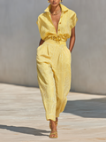 Benedetta — Completo due pezzi in cotone a righe giallo limone