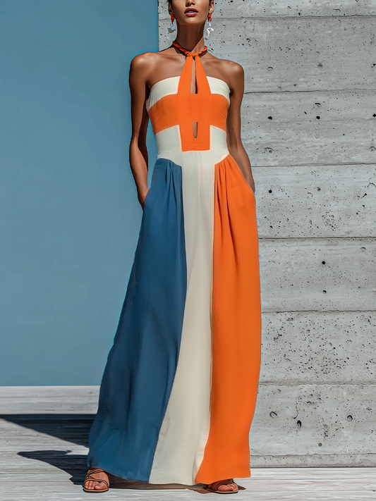 Severina — Abito lungo color block