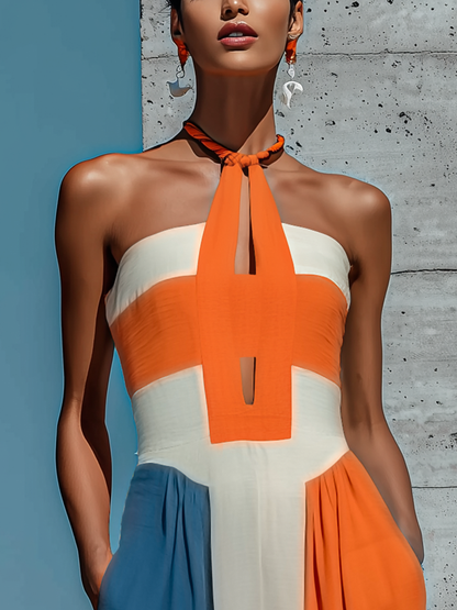 Severina — Abito lungo color block