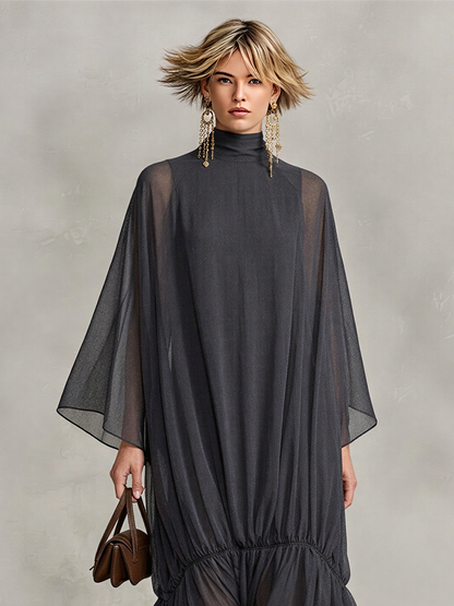 Simonetta — Abito lungo in chiffon con collo alto