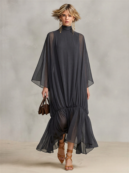 Simonetta — Abito lungo in chiffon con collo alto