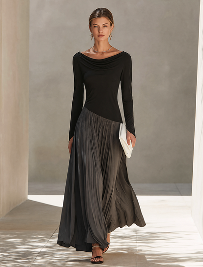 Ilda — Abito lungo in maglia elasticizzata color block
