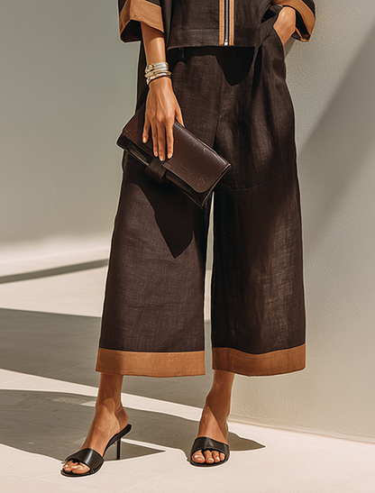 Ester — Completo due pezzi in lino con pantaloni cropped