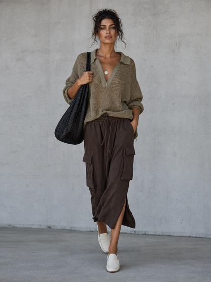 Nives — Maglione in maglia con mezza zip