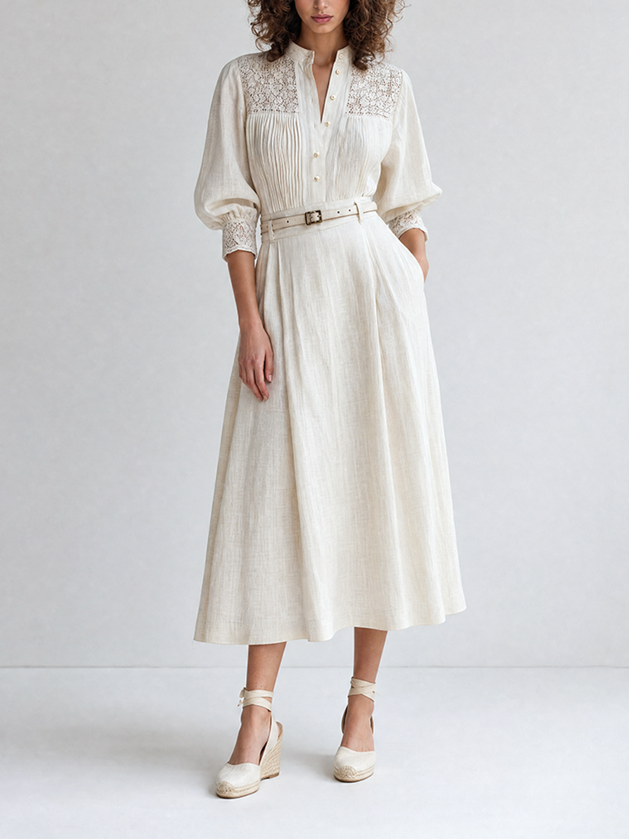 Berta — Abito midi in lino plissettato