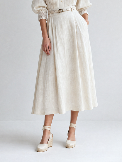 Berta — Abito midi in lino plissettato