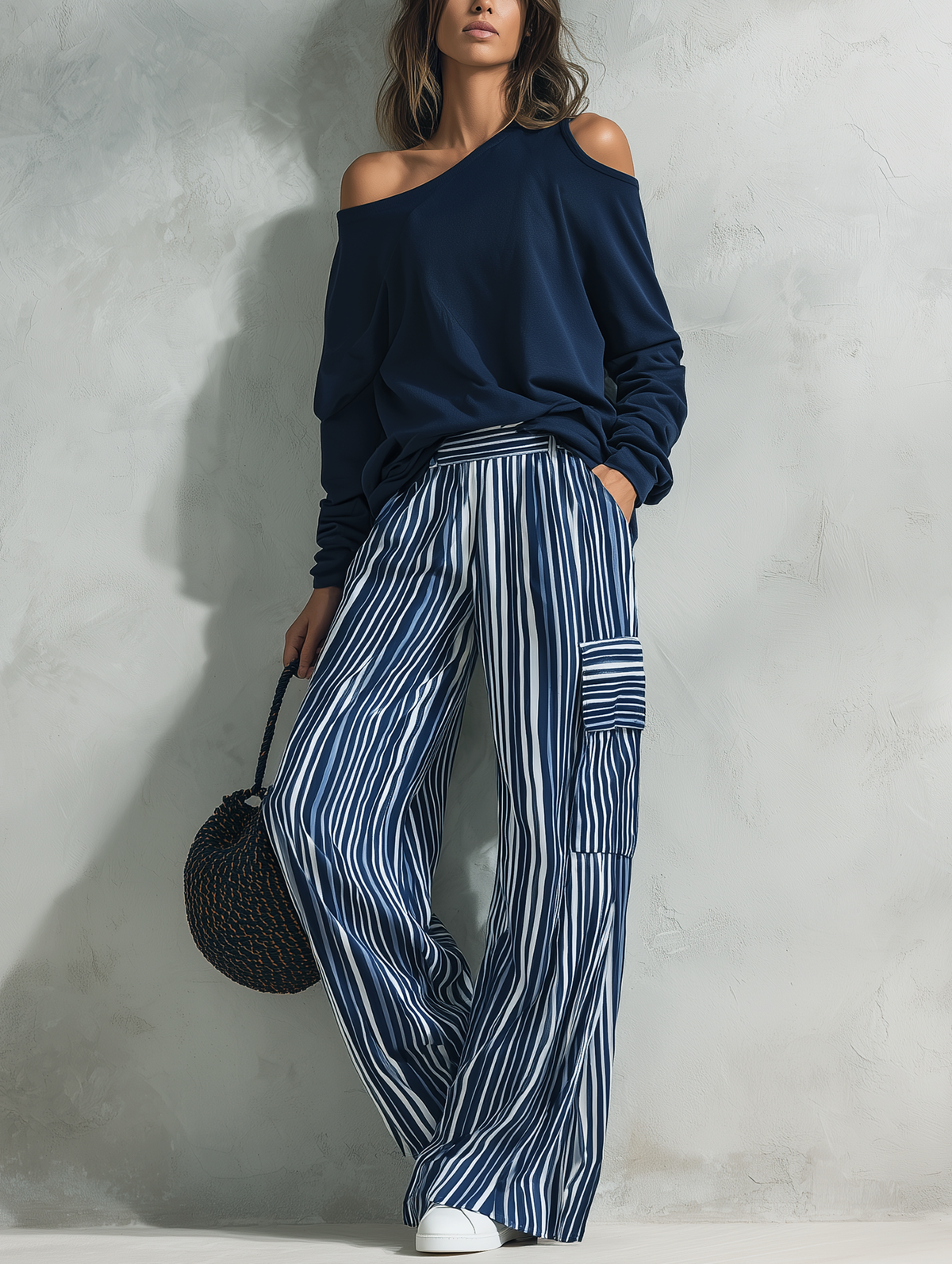 Flaminia — Completo due pezzi in felpa di cotone a righe