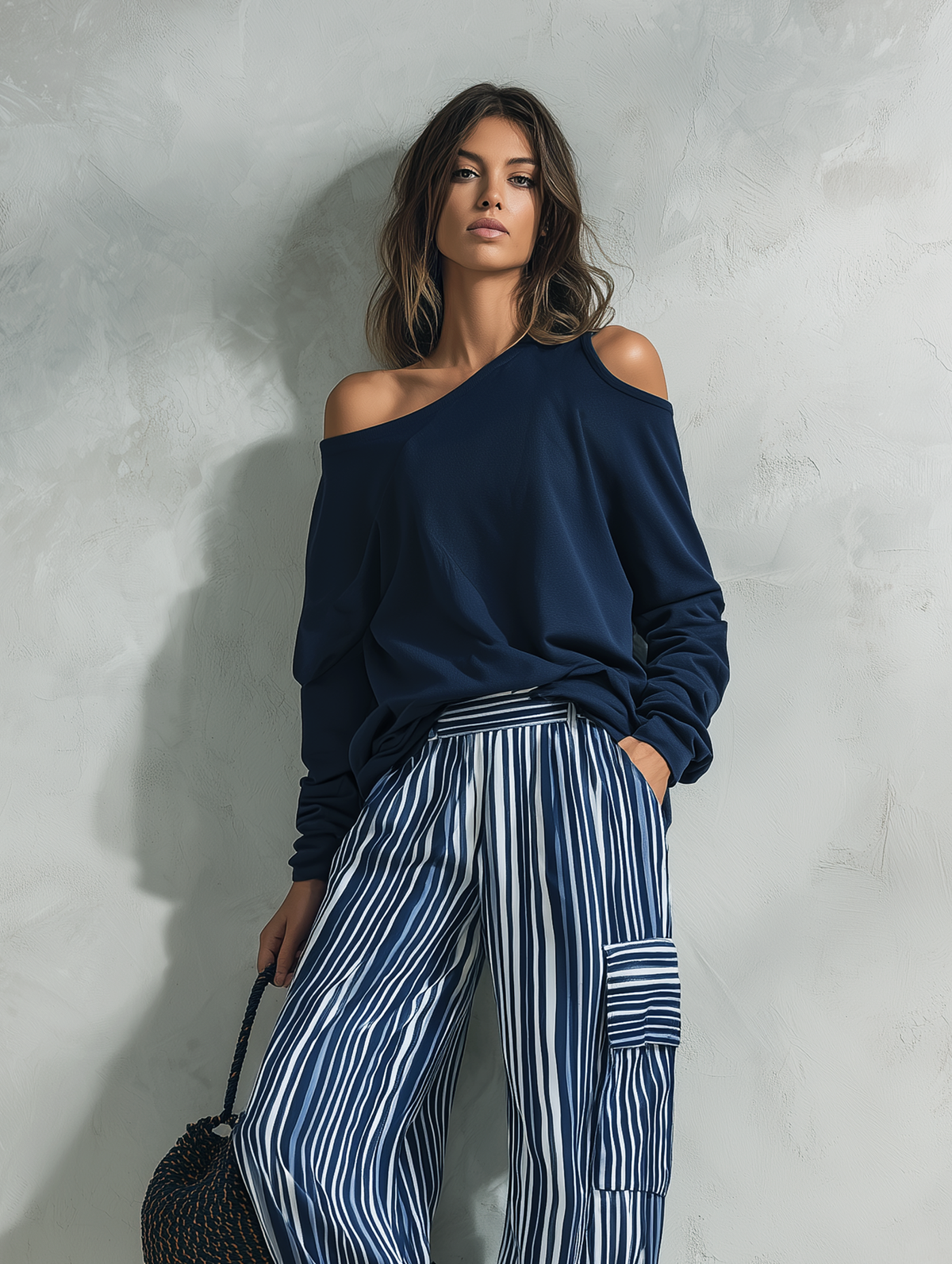 Flaminia — Completo due pezzi in felpa di cotone a righe