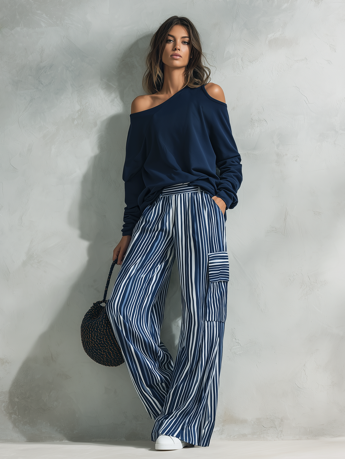 Flaminia — Completo due pezzi in felpa di cotone a righe