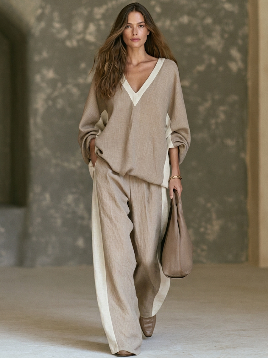 Gaia — Completo loungewear in lino color block