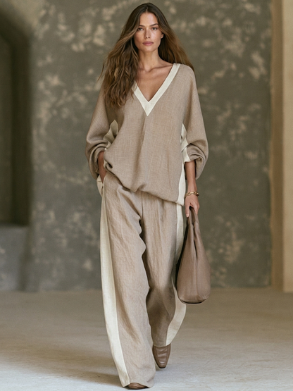 Gaia — Completo loungewear in lino color block
