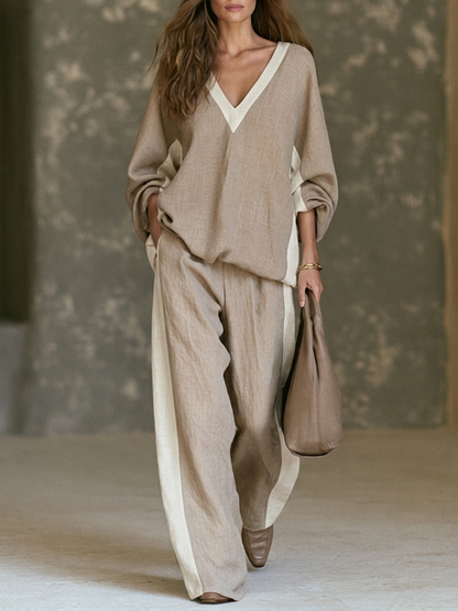 Gaia — Completo loungewear in lino color block