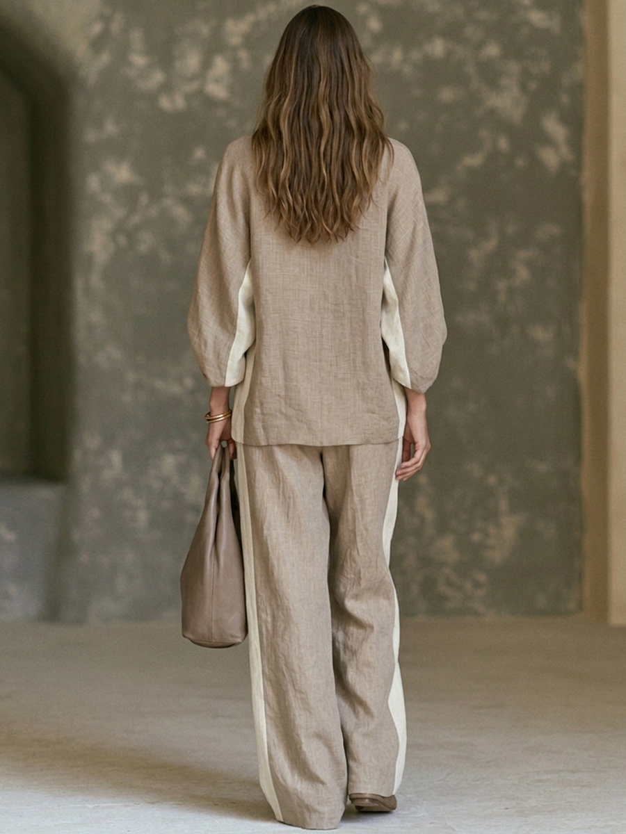 Gaia — Completo loungewear in lino color block