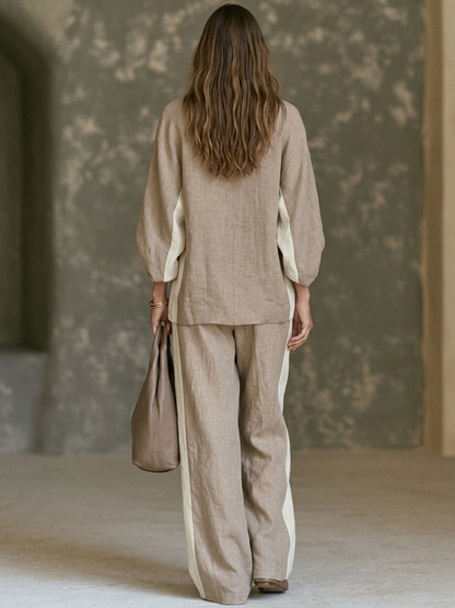 Gaia — Completo loungewear in lino color block
