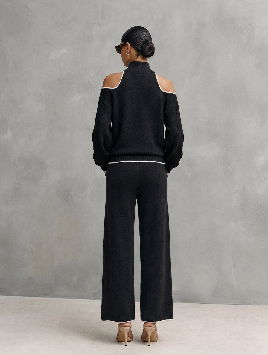 Giuliana — Completo due pezzi in maglia con pantaloni nero