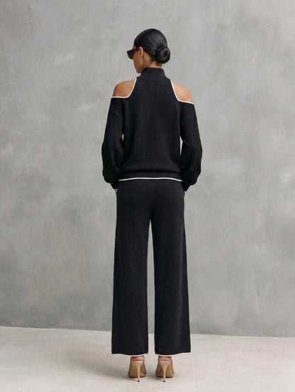 Giuliana — Completo due pezzi in maglia con pantaloni nero