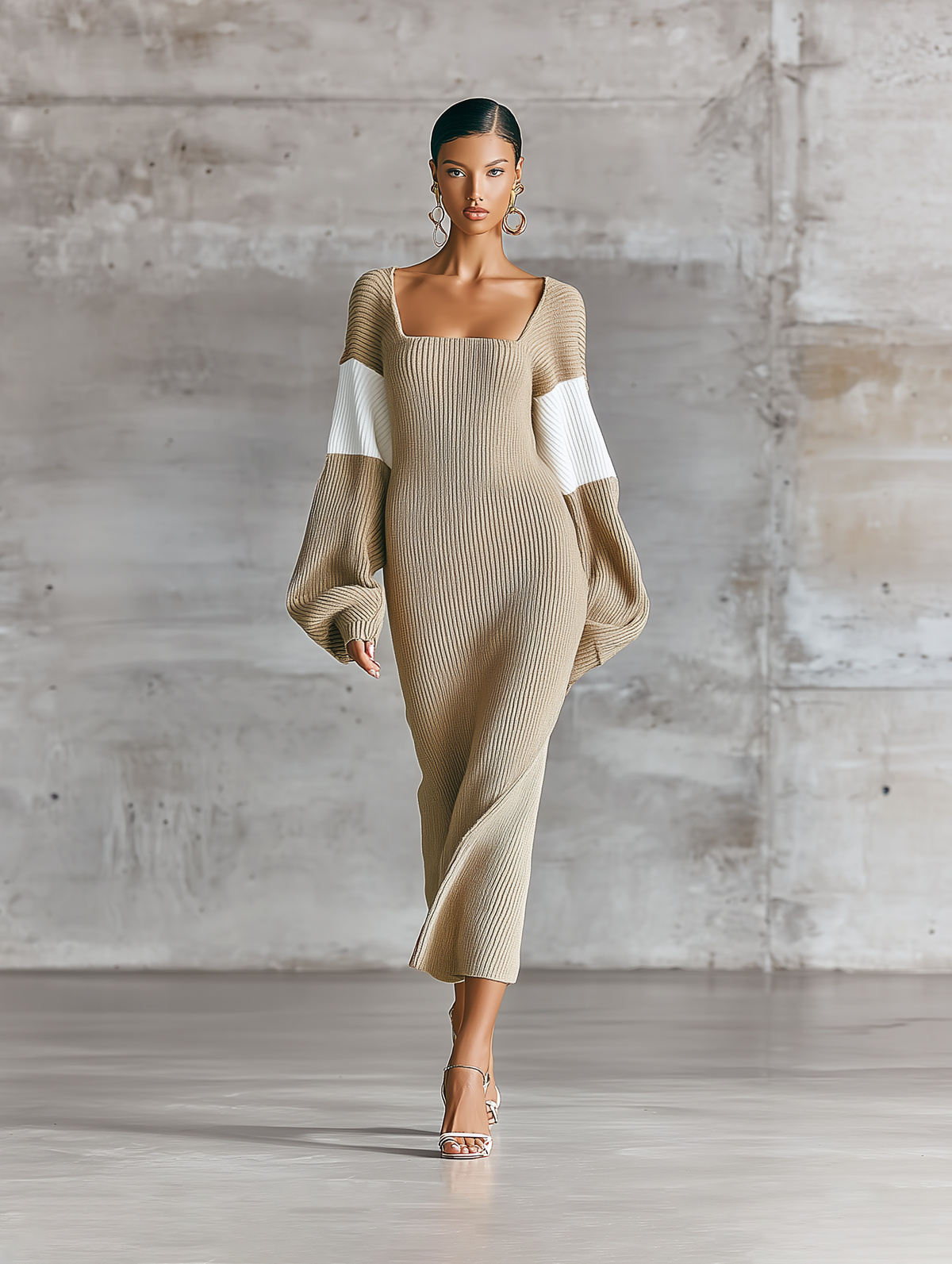 Isidora — Abito in maglia in maglia a coste color block