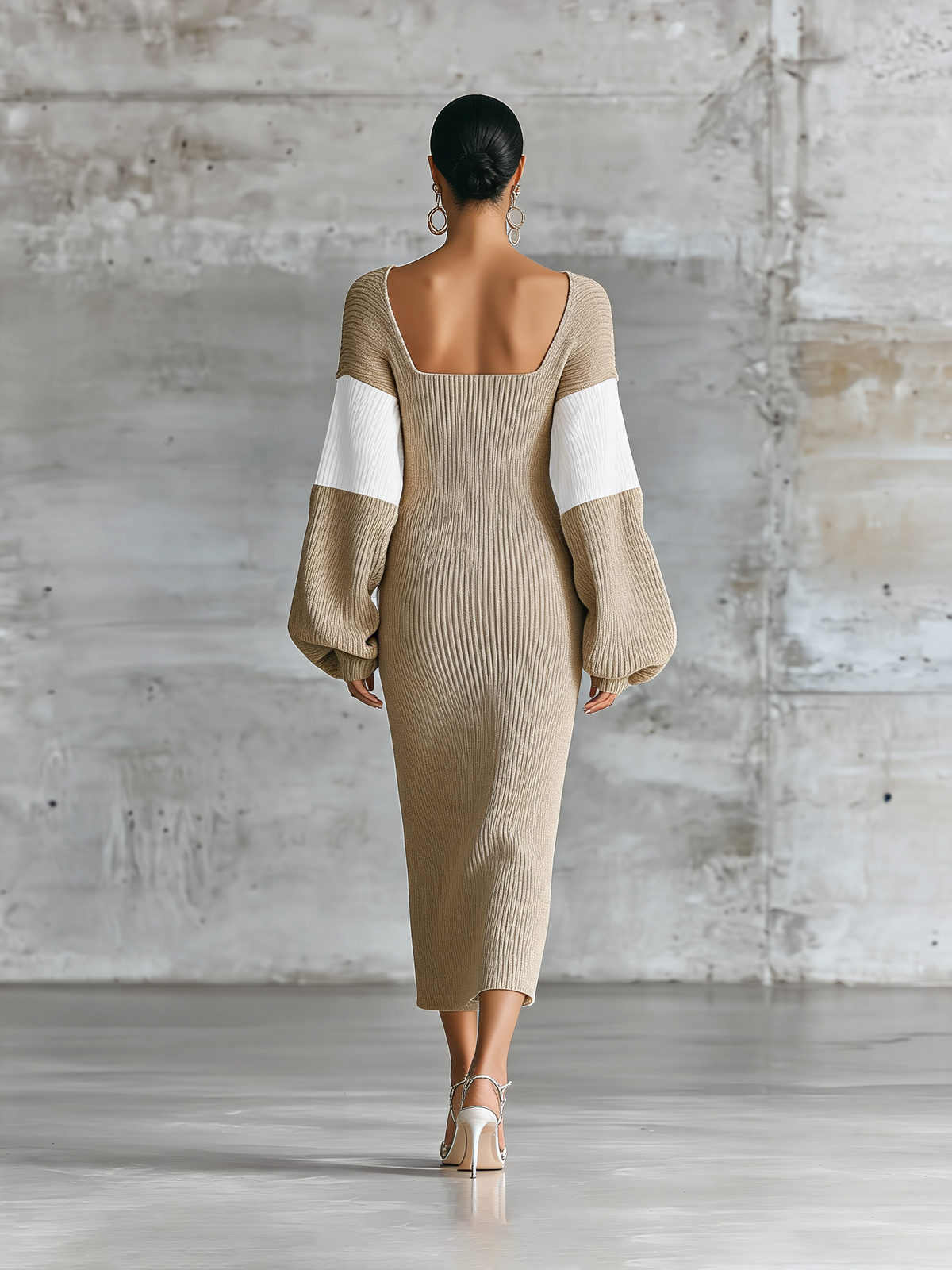 Isidora — Abito in maglia in maglia a coste color block