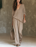 Grazia — Completo due pezzi con pantaloni marrone