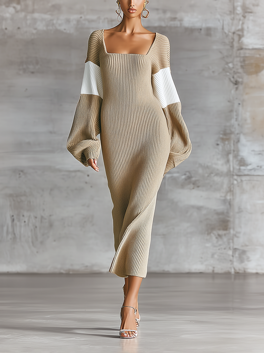 Isidora — Abito in maglia in maglia a coste color block