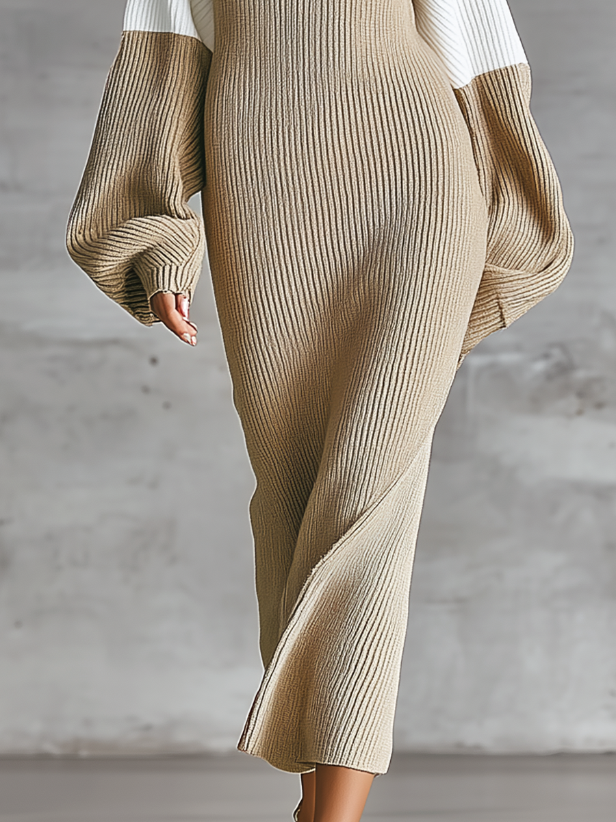Isidora — Abito in maglia in maglia a coste color block