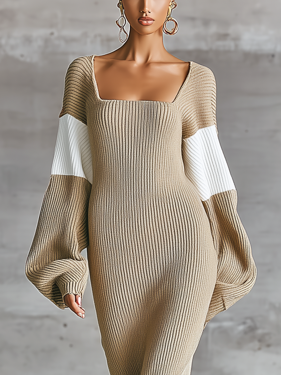 Isidora — Abito in maglia in maglia a coste color block