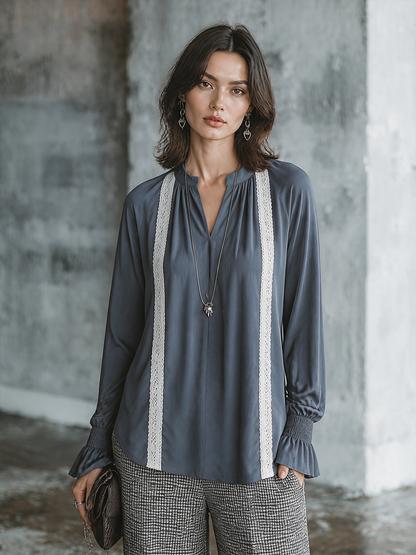 Romilda — Top in raso a manica lunga