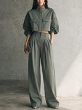 Ilaria — Completo due pezzi in cotone plissettato verde