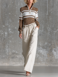 Isotta — Completo due pezzi in maglia con pantaloni beige