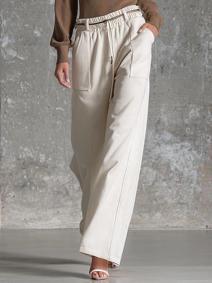 Isotta — Completo due pezzi in maglia con pantaloni beige
