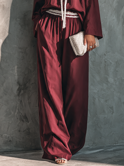 Greta — Completo due pezzi in cotone con pantaloni a gamba larga