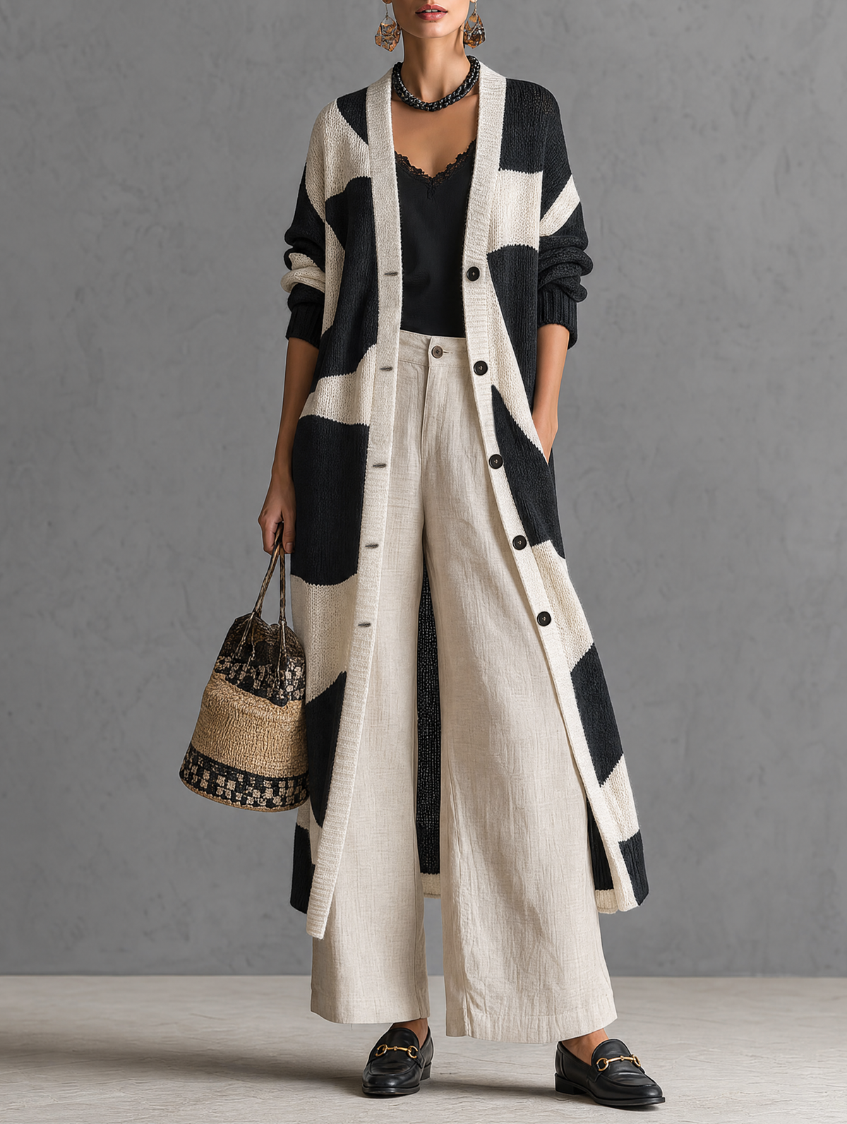 Amedea — Cardigan color block in jacquard
