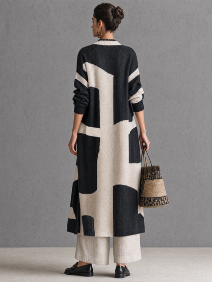 Amedea — Cardigan color block in jacquard