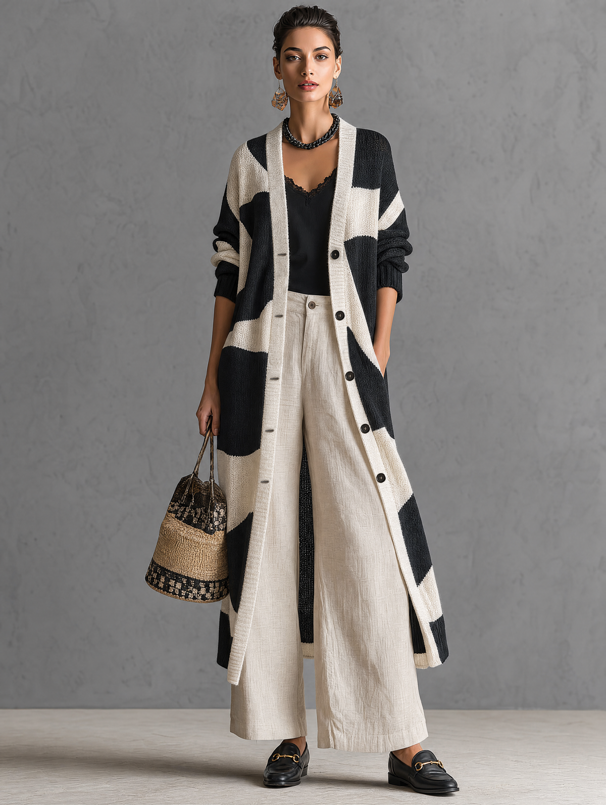 Amedea — Cardigan color block in jacquard