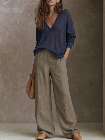 Lorena — Completo due pezzi in maglia con pantaloni a gamba larga