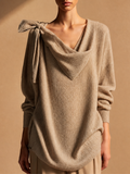 Wilma — Maglione in maglia con spalle scoperte kaki