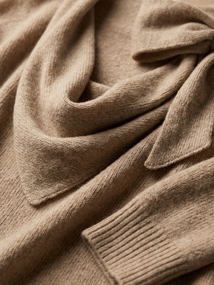 Wilma — Maglione in maglia con spalle scoperte kaki