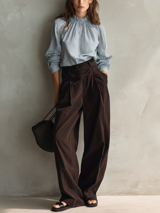 Loretta — Completo due pezzi con pantaloni blu e marrone