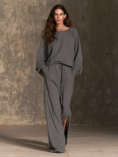 Luana — Completo due pezzi in felpa di cotone con gonna