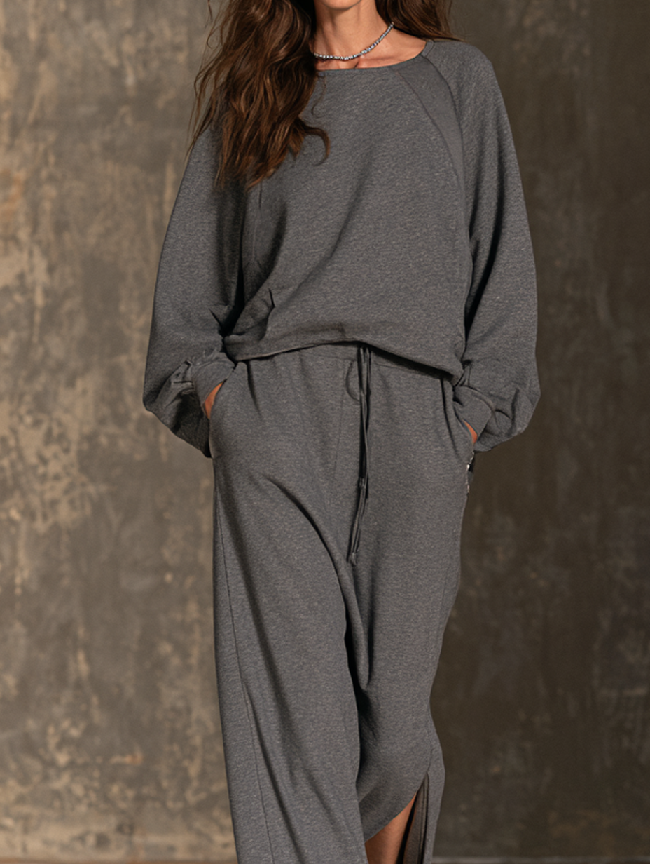 Luana — Completo due pezzi in felpa di cotone con gonna