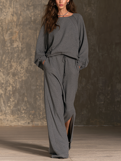 Luana — Completo due pezzi in felpa di cotone con gonna