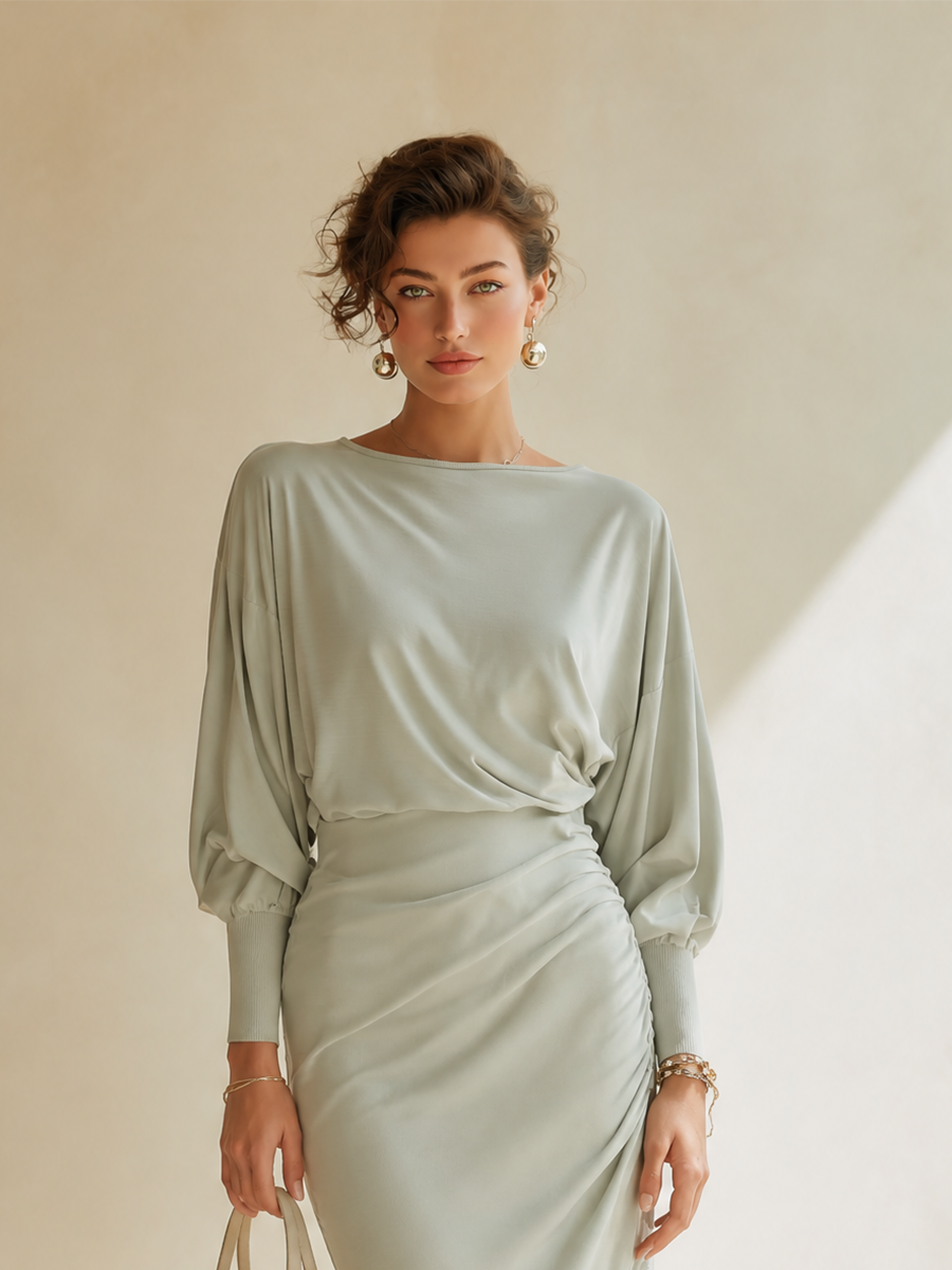 Lucrezia — Completo due pezzi in raso con gonna midi