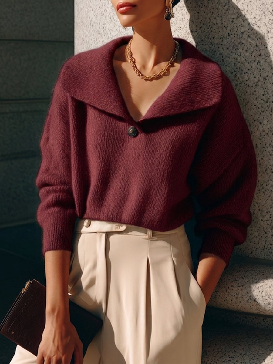 Alessandra — Maglione in maglia con collo a revers