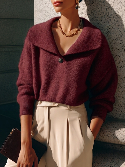 Alessandra — Maglione in maglia con collo a revers