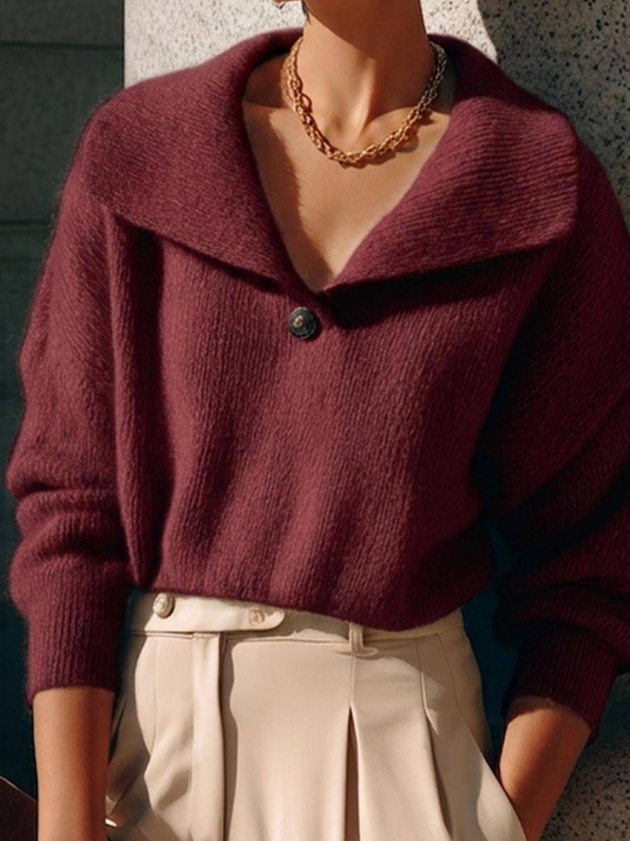 Alessandra — Maglione in maglia con collo a revers