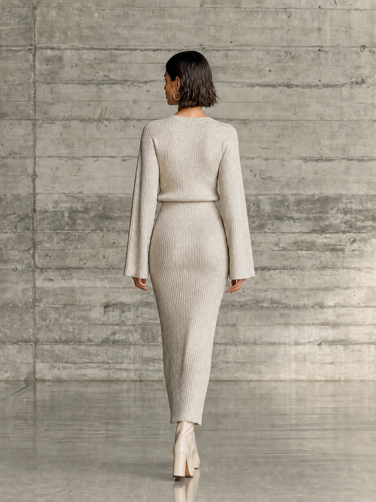 Lucia — Completo due pezzi in maglia a coste con gonna