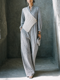 Petra — Tuta intera in lino a righe grigio